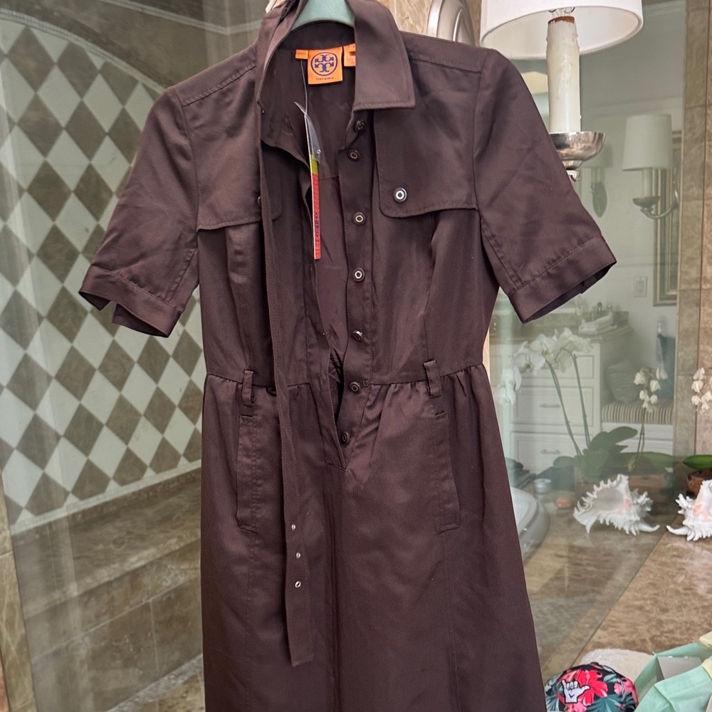 Tory Burch Chocolate Button-Up Dress